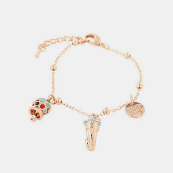 Bracciale in Metallo campanella e corno pendenti impreziositi da smalti colorati — collezione AMULETI