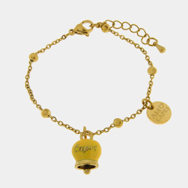 Bracciale in Acciaio Campanella Capri Portafortuna - Colore Giallo — collezione anima azzurra