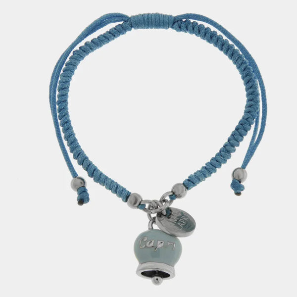 Bracciale Acciaio Cordino e Campanella Capri Anima Azzurra — collezione anima azzurra