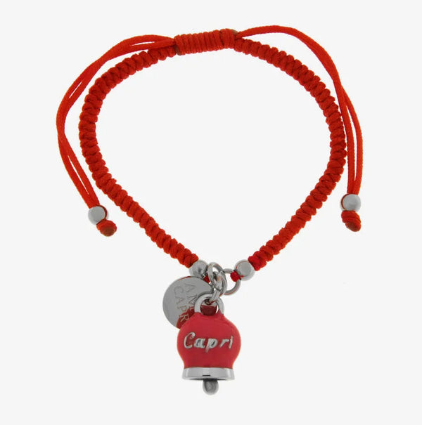 Bracciale Acciaio Cordino e Campanella Tramonto di Capri — collezione anima azzurra