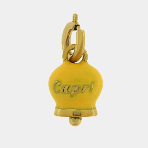 Ciondolo in Acciaio con Campanella Portafortuna Capri - Colore Giallo — collezione anima azzurra