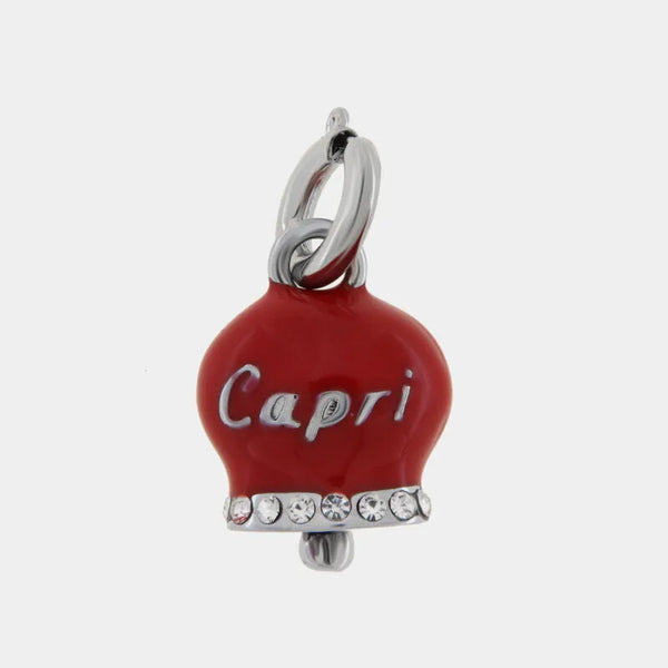 Ciondolo in Acciaio con Campanella Portafortuna Capri - Colore Rosso — collezione anima azzurra