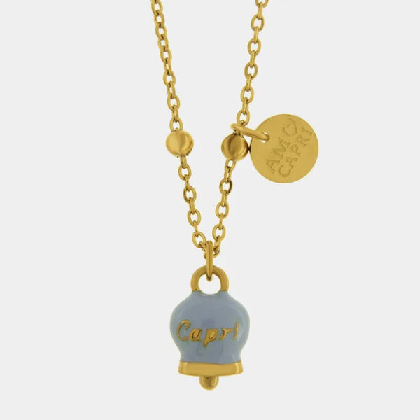 Collana in Acciaio con Campanella Portafortuna Capri Anima Azzurra - Colore Dutch Canal — collezione anima azzurra