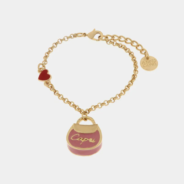 Bracciale in Metallo con borsa rosa Capri — collezione arco naturale