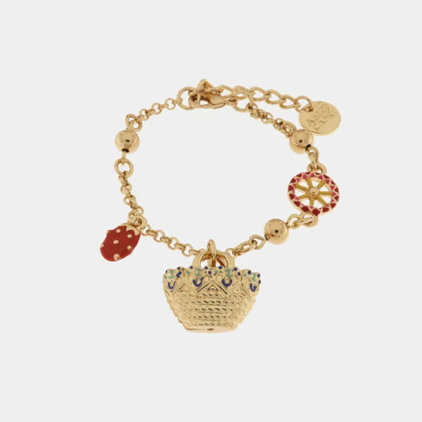 Bracciale in Metallo con borsa rosa e cuore rosso — collezione arco naturale
