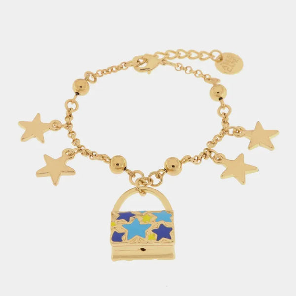 Bracciale in Metallo con borsetta impreziosita da stelle blu — collezione arco naturale