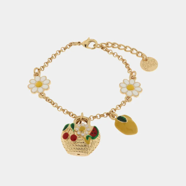Bracciale in Metallo con coffa impreziosita da limoni e ciliegie — collezione arco naturale