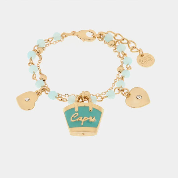 Bracciale in Metallo multifilo con pietre e bosa azzurra Capri — collezione arco naturale