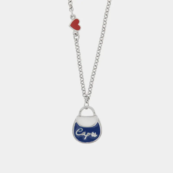 Collana in Metallo con borsa blu Capri — collezione arco naturale
