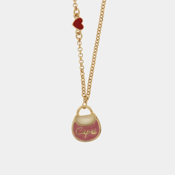 Collana in Metallo con borsa rosa Capri — collezione arco naturale