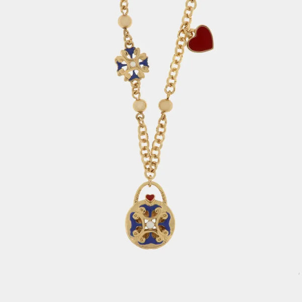 Collana in Metallo con borsetta impreziosita da maioliche — collezione arco naturale