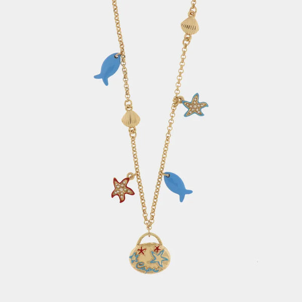 Collana in Metallo con borsetta impreziosita da simboli marini — collezione arco naturale