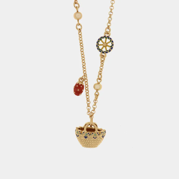 Collana in Metallo con coffa impreziosita da ruota e cactus — collezione arco naturale