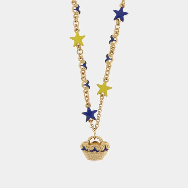 Collana in Metallo con coffa impreziosita da stelle blu e gialle — collezione arco naturale