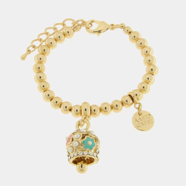 Bracciale in Metallo con campanella con fiori e perle — collezione AUGUSTO
