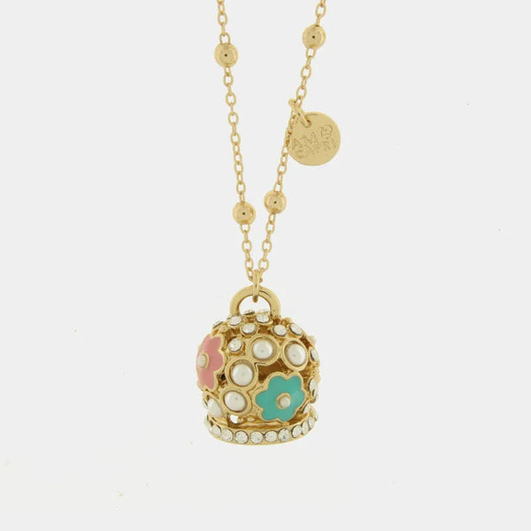 Collana in Metallo con campana a fiore e perlegrande — collezione AUGUSTO
