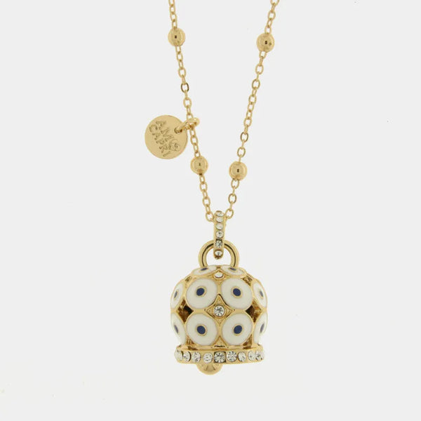 Collana in Metallo con campana a pois bianchi  e zirconi grande — collezione AUGUSTO