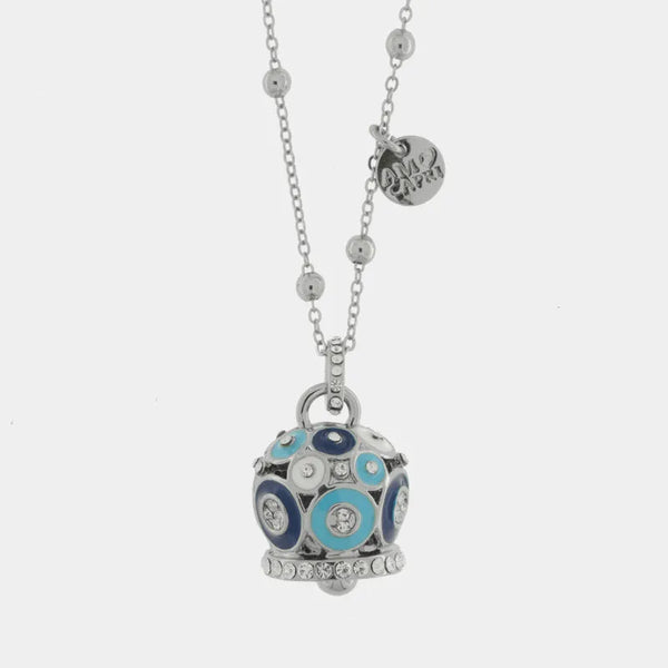 Collana in Metallo con campana a pois blu e azzurro  e zirconi grande — collezione AUGUSTO