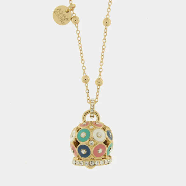 Collana in Metallo con campana a pois multicolor  e zirconi grande — collezione AUGUSTO