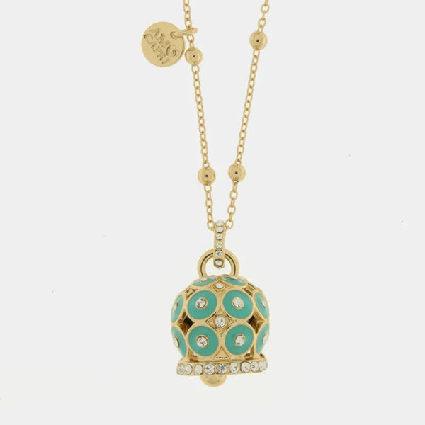 Collana in Metallo con campana a pois verde e zirconi grande — collezione AUGUSTO