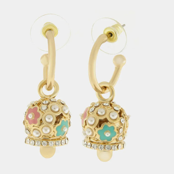 Orecchini in Metallo con campanella a fiori e perle — collezione AUGUSTO