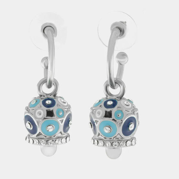 Orecchini in Metallo con campanella a pois blu e azzurro e zirconi — collezione AUGUSTO