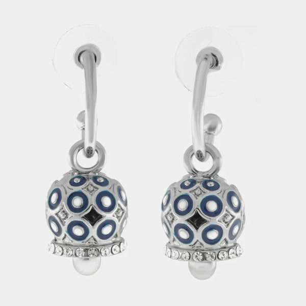 Orecchini in Metallo con campanella a pois blu e zirconi — collezione AUGUSTO