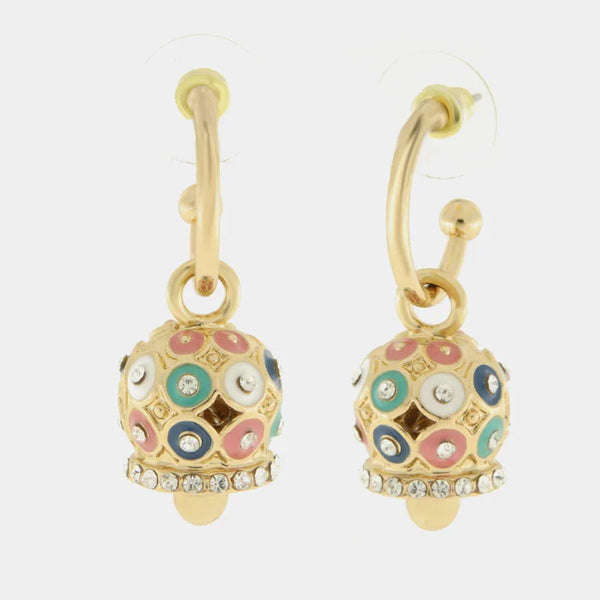 Orecchini in Metallo con campanella a pois multicolor e zirconi — collezione AUGUSTO