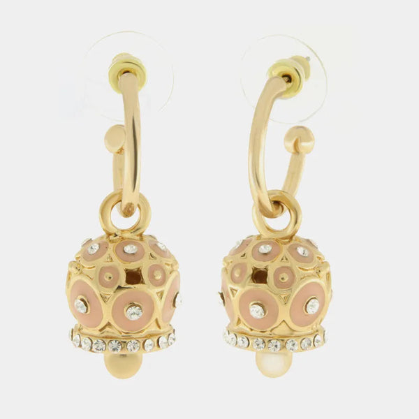 Orecchini in Metallo con campanella a pois rosa e zirconi — collezione AUGUSTO