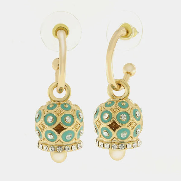 Orecchini in Metallo con campanella a pois verde e zirconi — collezione AUGUSTO