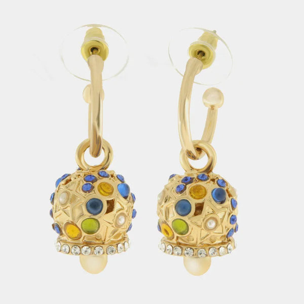 Orecchini in Metallo con campanella con zirconi blu e verde — collezione AUGUSTO