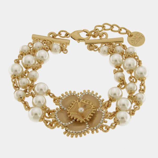 Bracciale in Metallo multifilo con fiore placcato oro — collezione aurora caprese