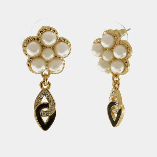 Orecchini in Metallo con fiore a perle e pendente — collezione aurora caprese