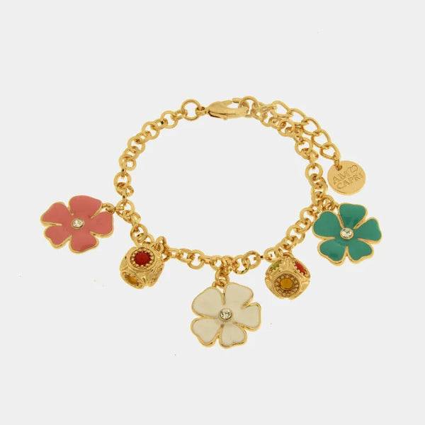 Bracciale in Metallo con sfere e fiori colorati — collezione bellezza