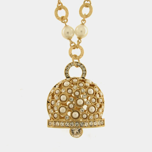 Collana in Metallo campana grande pendente con perle — collezione bellezza