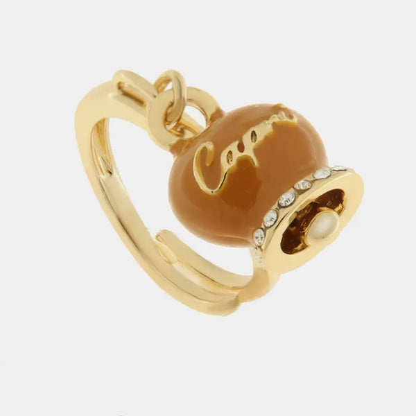 Anello in Metallo con campanella arancione scritta capri — collezione belvedere