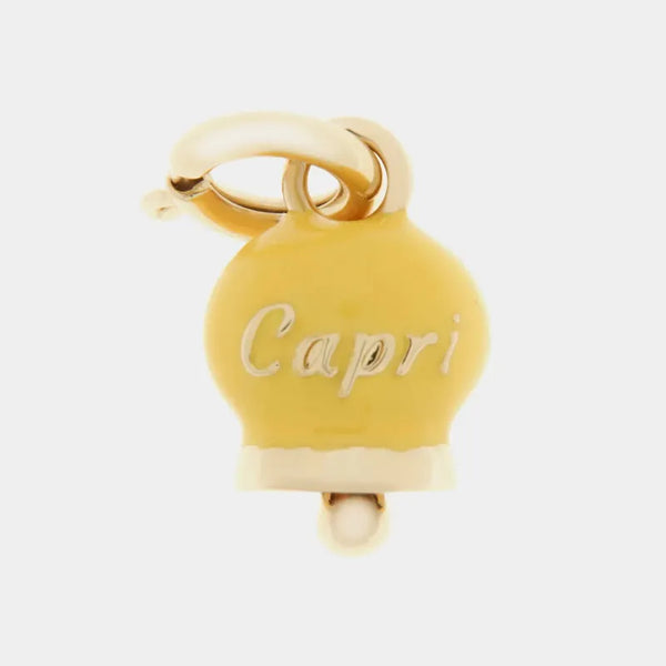 Ciondolo in Metallo  campanella giallo con scritta Capri — collezione belvedere