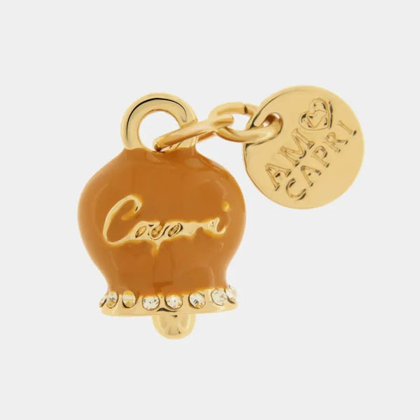 Ciondolo in Metallo con campanella arancione scritta capri — collezione belvedere
