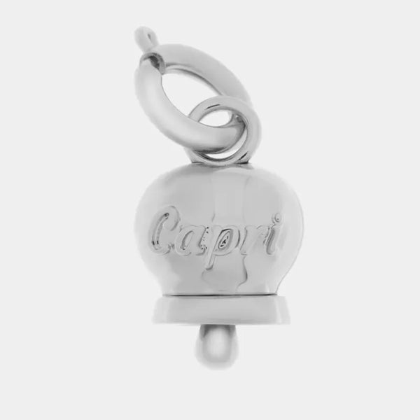 Ciondolo in Metallo con campanella argento scritta capri — collezione belvedere