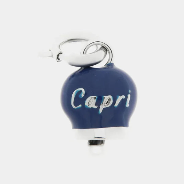 Ciondolo in Metallo con campanella blu scritta capri — collezione belvedere