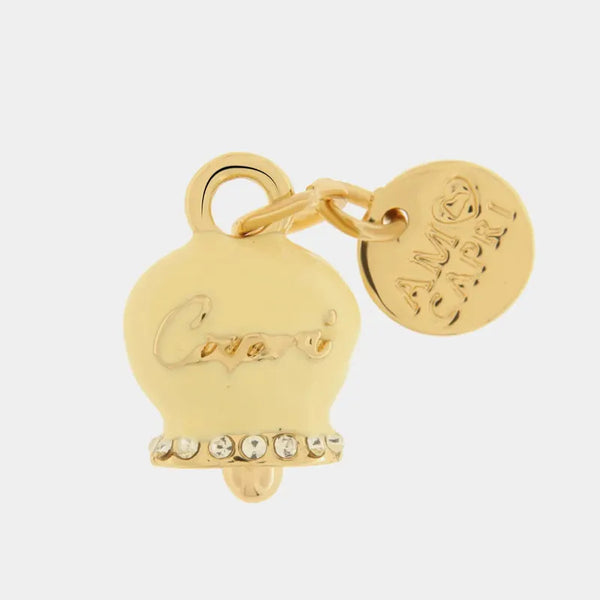 Ciondolo in Metallo con campanella crema scritta capri — collezione belvedere