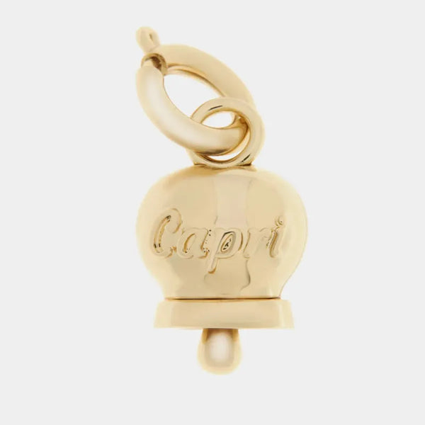 Ciondolo in Metallo con campanella gold scritta capri — collezione belvedere