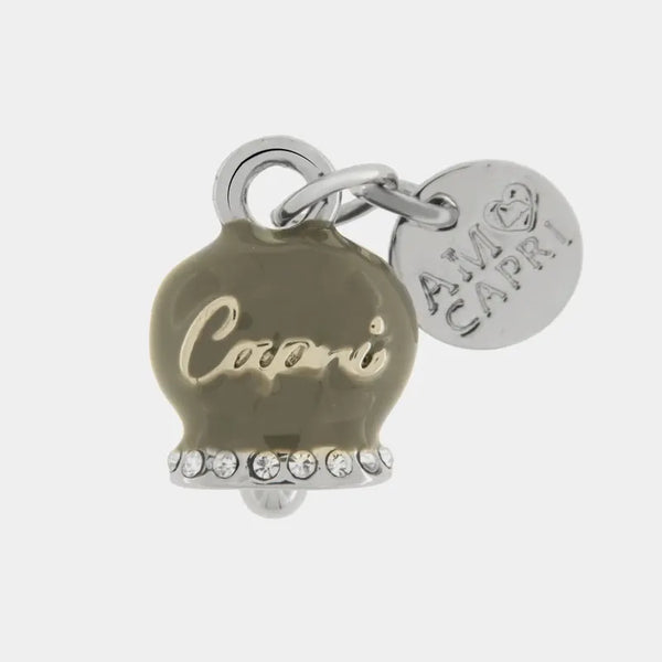 Ciondolo in Metallo con campanella grigia scritta capri — collezione belvedere