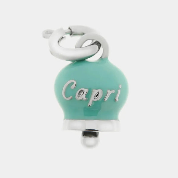 Ciondolo in Metallo con campanella verde acqua scritta capri — collezione belvedere