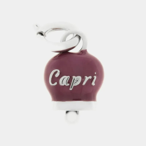 Ciondolo in Metallo con campanella viola scritta capri — collezione belvedere