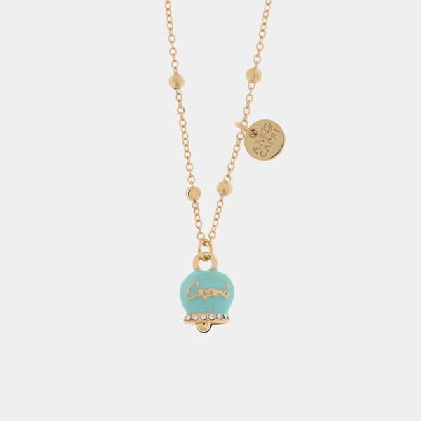 Collana in Metallo con campanella smaltata azzurra — collezione belvedere