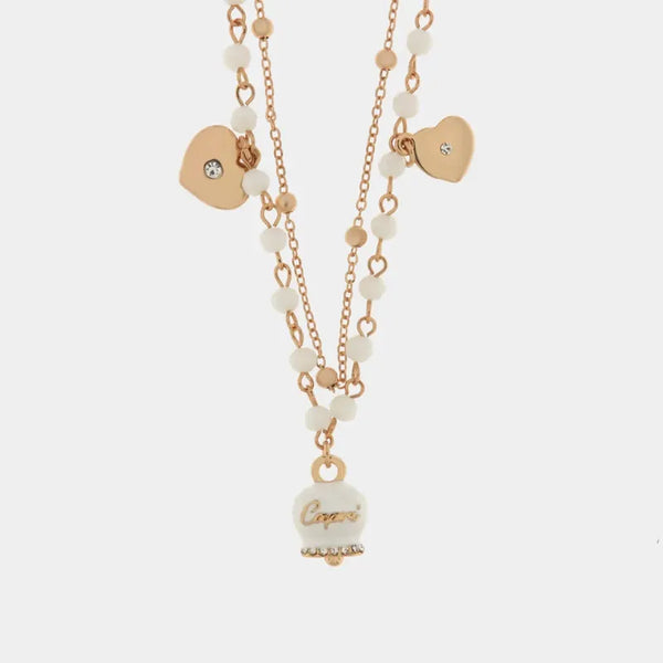Collana Metallo Multifilo Pietre Bianche e Campanella Capri — collezione belvedere