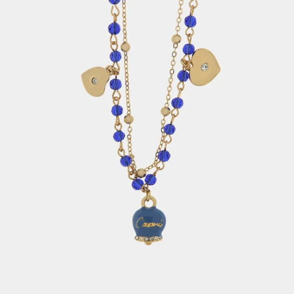 Collana in Metallo multifilo con pietre blu e campanella Capri blu — collezione belvedere