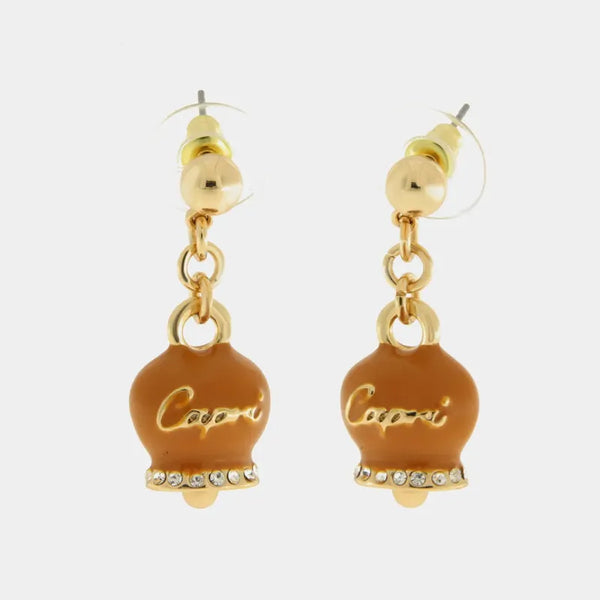 Orecchini in Metallo con campanella arancio scritta capri — collezione belvedere