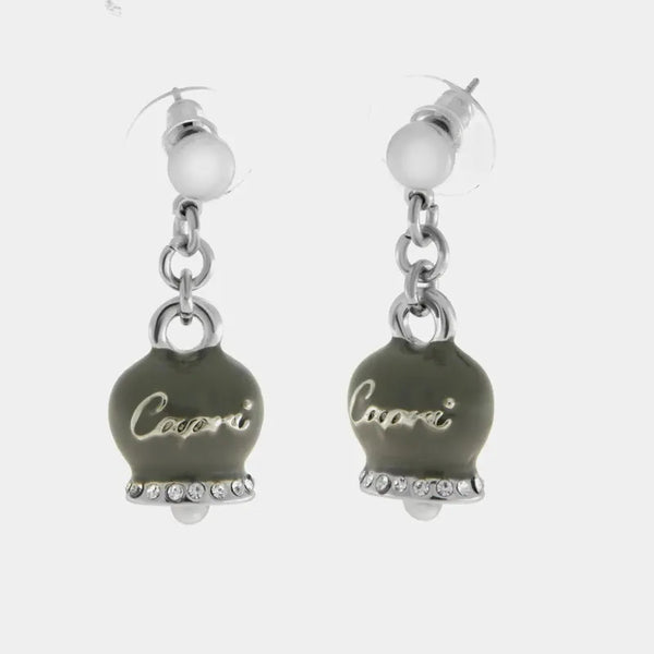 Orecchini in Metallo con campanella grigia scritta capri — collezione belvedere